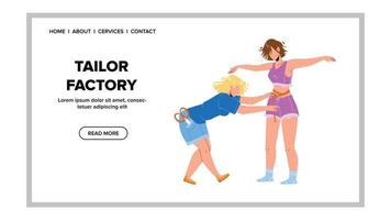Tailor Factory Worker Measuring Model Sizes Vector