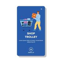 Shop Trolley Carrying Purchases In Market Vector