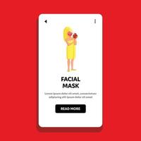 Beauty Facial Mask Applying Young Woman Vector