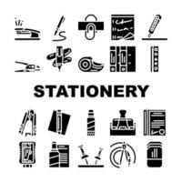 Stationery Equipment Collection Icons Set Vector