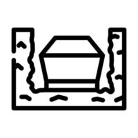 coffin in ground line icon vector illustration