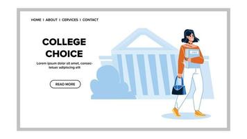 College Choice Making Young Girl Student Vector