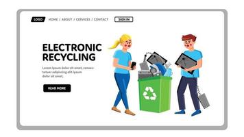 Electronic Recycling Trashcan With Gadgets Vector