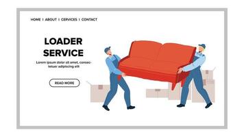 Loader Service Workers Moving Sofa Together Vector