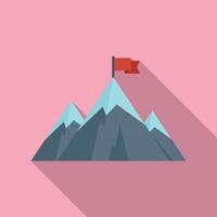 Growth flag on mountain icon flat vector. Career climb vector