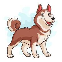 husky siberiano de dibujos animados sobre fondo blanco vector