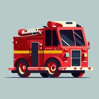 Fire engine or Fire truck vector flat color cartoon illustration