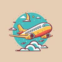 airplane travel logo background flat color vector cartoon style illustration