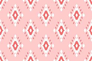 Fabric ethnic ikat pattern red. Geometric ethnic ikat seamless pattern in tribal. Mexican style. vector