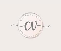 Initial CV feminine logo. Usable for Nature, Salon, Spa, Cosmetic and Beauty Logos. Flat Vector Logo Design Template Element.