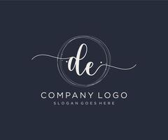 Initial DE feminine logo. Usable for Nature, Salon, Spa, Cosmetic and Beauty Logos. Flat Vector Logo Design Template Element.