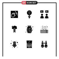 9 Solid Glyph concept for Websites Mobile and Apps heaven career research business qa Editable Vector Design Elements