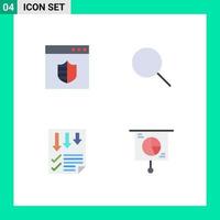 Universal Icon Symbols Group of 4 Modern Flat Icons of browser data webpage basic paper Editable Vector Design Elements