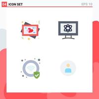 4 Universal Flat Icons Set for Web and Mobile Applications frame security wedding science man Editable Vector Design Elements