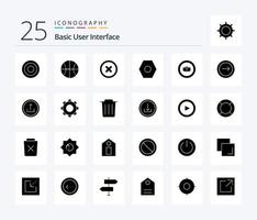 Basic 25 Solid Glyph icon pack including set. cube. basic. basic. settings vector