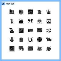 Set of 25 Vector Solid Glyphs on Grid for business brand interface audit online Editable Vector Design Elements