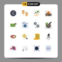 16 Thematic Vector Flat Colors and Editable Symbols of banknotes internet storage firewall plant Editable Pack of Creative Vector Design Elements