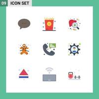 Universal Icon Symbols Group of 9 Modern Flat Colors of call gingerbread man checkup ginger virus Editable Vector Design Elements