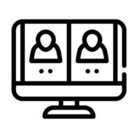 online video conference line icon vector illustration