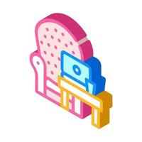 working on home armchair isometric icon vector illustration