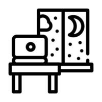 working home at night line icon vector illustration