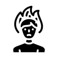 burning head stress glyph icon vector illustration