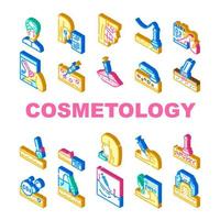 conjunto de iconos de procedimiento de tratamiento de cosmetología vector