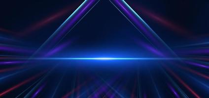 Abstract technology futuristic glowing blue and red  light lines with speed motion blur effect on dark blue background. vector