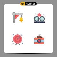 Editable Vector Line Pack of 4 Simple Flat Icons of bell target transportation plant camera Editable Vector Design Elements