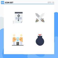 Pack of 4 creative Flat Icons of file business key fencing partners Editable Vector Design Elements