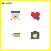 4 Thematic Vector Flat Icons and Editable Symbols of compliance dollar policy heart care flow Editable Vector Design Elements