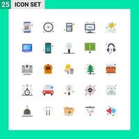 Group of 25 Modern Flat Colors Set for alert television wall clock smart tv interface Editable Vector Design Elements