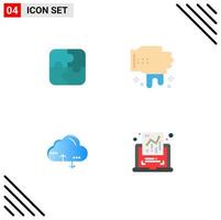 4 Thematic Vector Flat Icons and Editable Symbols of puzzle link teamwork spa chart Editable Vector Design Elements