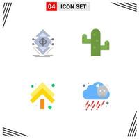 Set of 4 Modern UI Icons Symbols Signs for computing arrow science desert up Editable Vector Design Elements