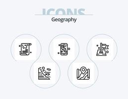 paquete de iconos de línea de geografía 5 diseño de iconos. mapa. ruta. viajar. destino. guía vector