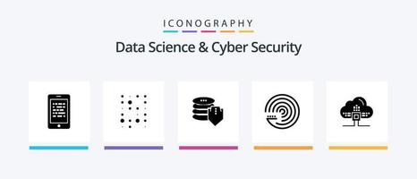 paquete de iconos de glifo 5 de ciencia de datos y seguridad cibernética que incluye base. modelo de pronostico ciencia modelo. seguro. diseño de iconos creativos vector