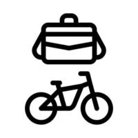 ilustración de contorno de vector de icono de bicicleta de transporte de oficina y caso