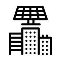 ilustración de contorno de vector de icono de energía solar de ciudad inteligente