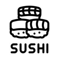 rollo de sushi con ilustración de contorno de vector de icono de carne de pescado