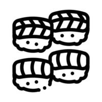 sushi roll mariscos icono vector contorno ilustración