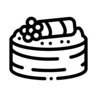 rollo de sushi con ilustración de contorno de vector de icono de caviar