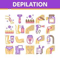 Depilation Procedure Collection Icons Set Vector