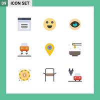 Flat Color Pack of 9 Universal Symbols of location future vision flying look Editable Vector Design Elements