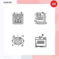 Set of 4 Modern UI Icons Symbols Signs for error love sign repair marketing internet Editable Vector Design Elements