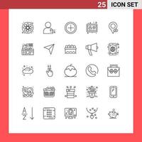 Modern Set of 25 Lines Pictograph of pointer location plus eye profile Editable Vector Design Elements