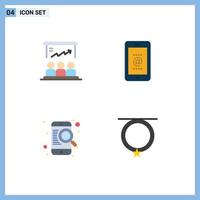 4 Universal Flat Icons Set for Web and Mobile Applications presentation find team mail search Editable Vector Design Elements