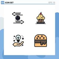 Set of 4 Modern UI Icons Symbols Signs for box thanksgiving return dessert idea Editable Vector Design Elements