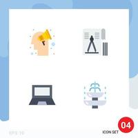 Pack of 4 Modern Flat Icons Signs and Symbols for Web Print Media such as campaign computers brain storming tool gadget Editable Vector Design Elements