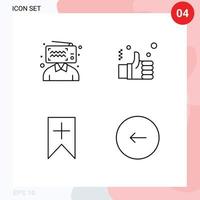 Line Pack of 4 Universal Symbols of blogger tag influencer hand interface Editable Vector Design Elements