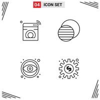 Set of 4 Commercial Filledline Flat Colors pack for internet design washing science graphic Editable Vector Design Elements